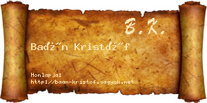 Baán Kristóf névjegykártya