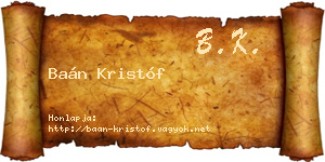 Baán Kristóf névjegykártya